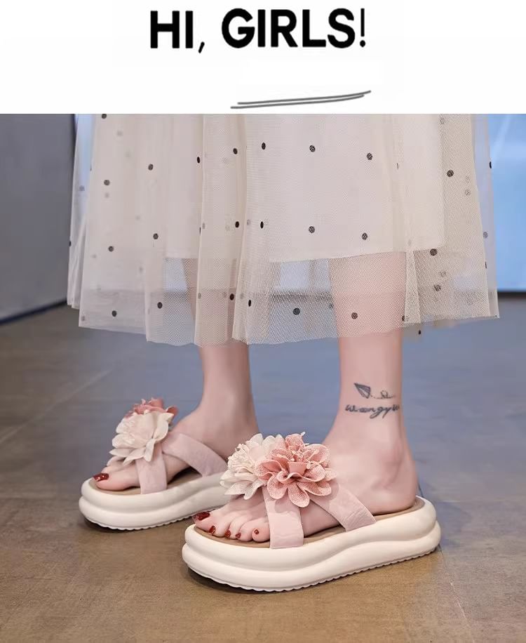 Floral Slide Sandals Platform