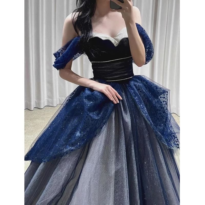 A-Line Ball Gown Sequin Off-Shoulder
