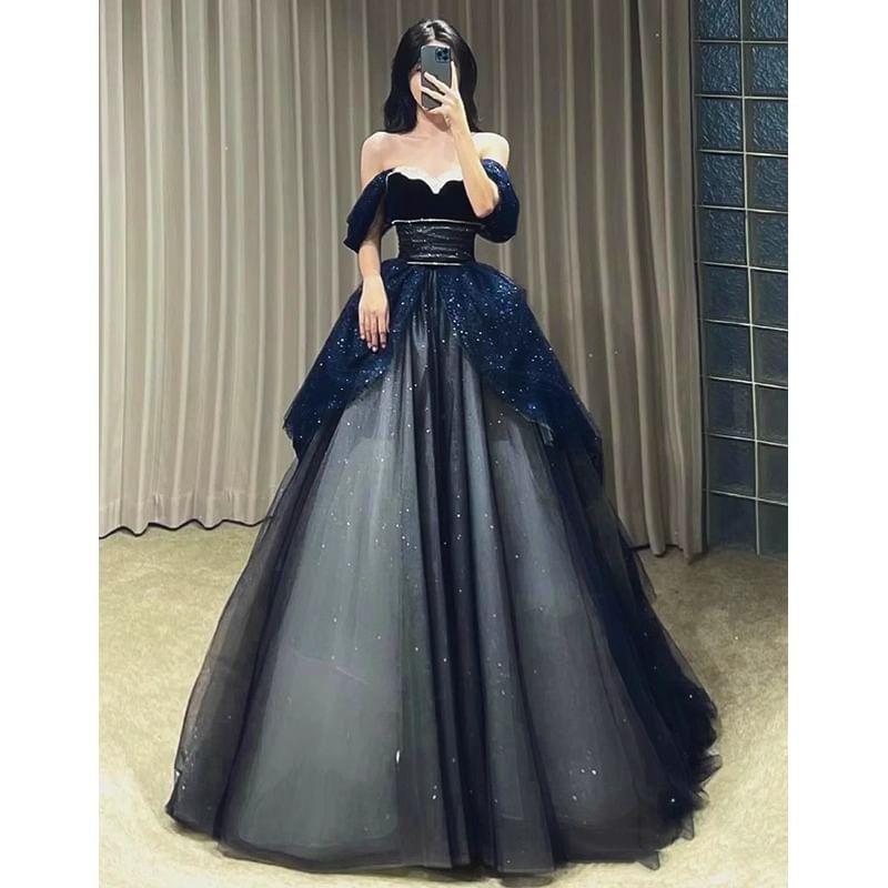 A-Line Ball Gown Sequin Off-Shoulder