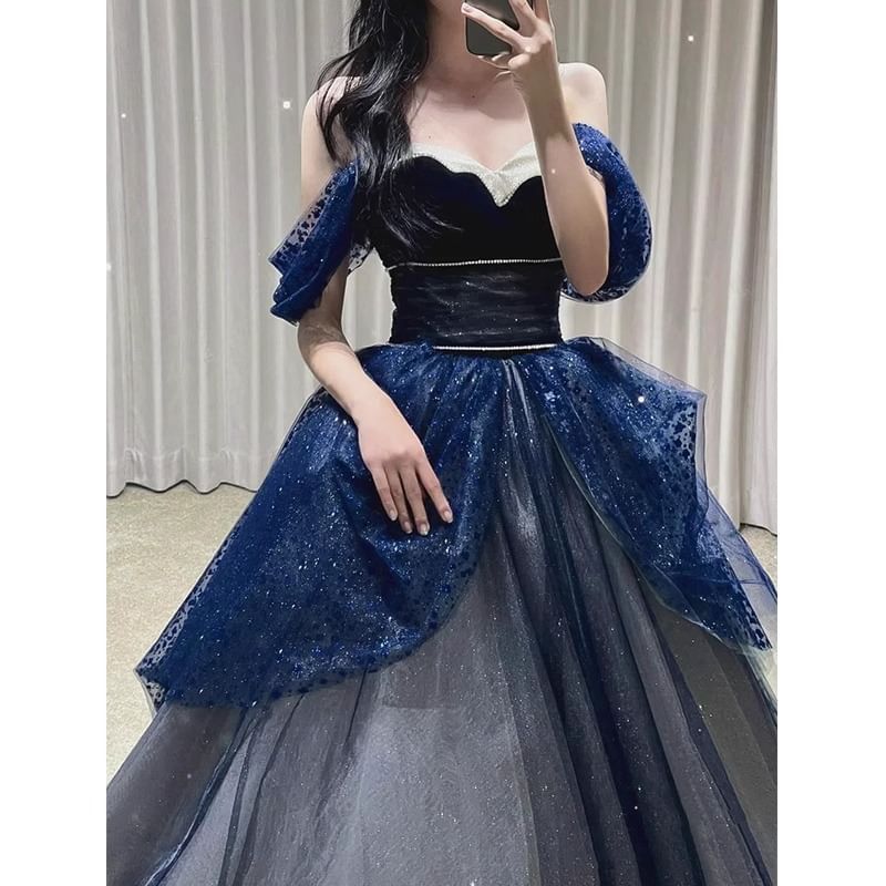 A-Line Ball Gown Sequin Off-Shoulder