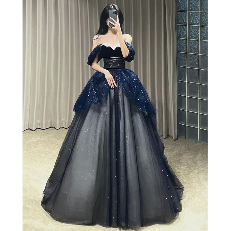 A-Line Ball Gown Sequin Off-Shoulder