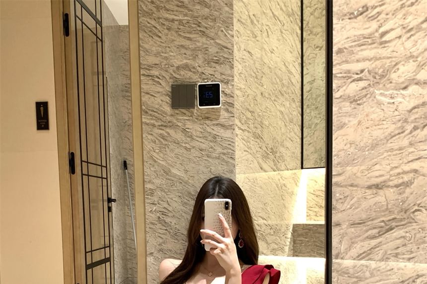 Evening Ruffle Mermaid Trim Gown Panel Shoulder Off