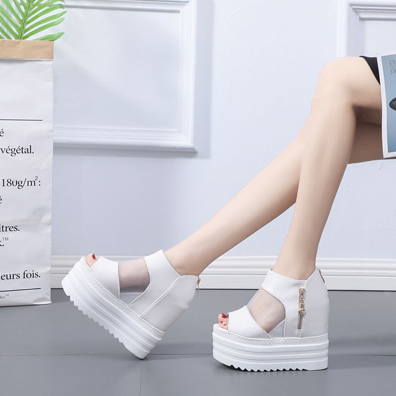 Platform Sandals Panel Mesh