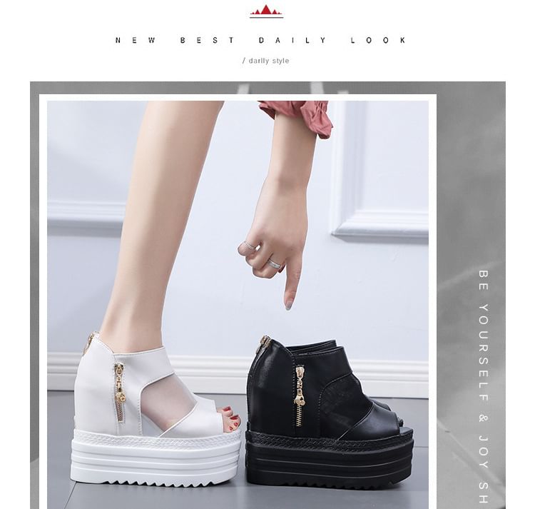 Platform Sandals Panel Mesh