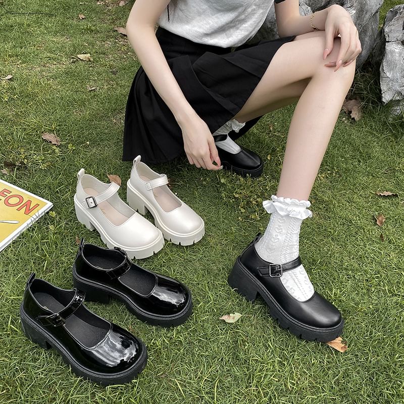 Jane Pumps Heel Chunky Platform Mary