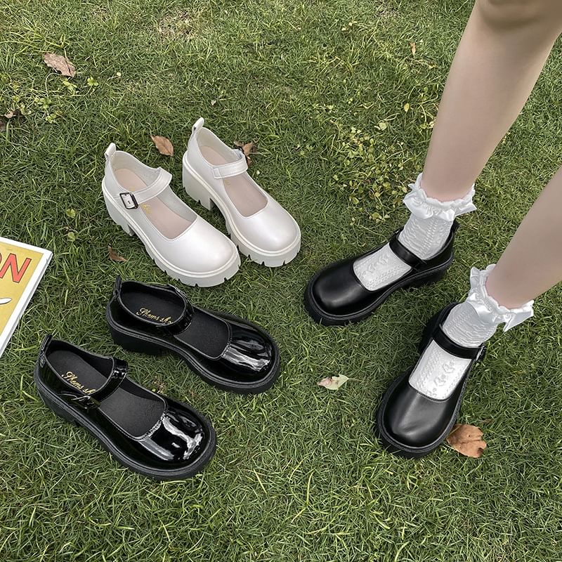 Jane Pumps Heel Chunky Platform Mary