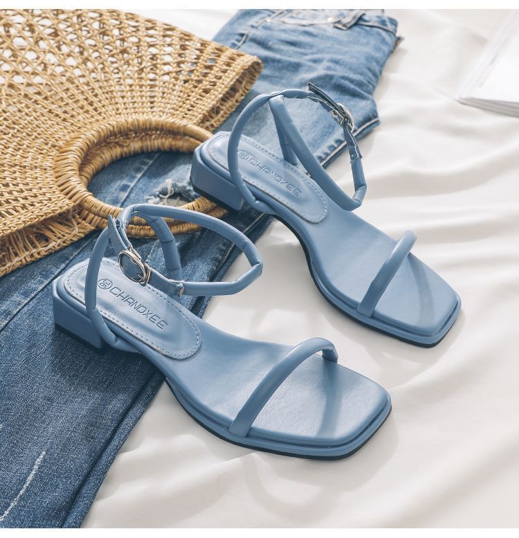 Chunky Ankle Heel Sandals Strap