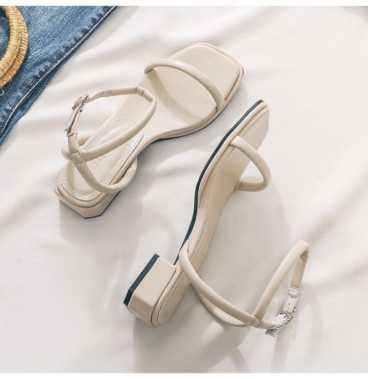 Chunky Ankle Heel Sandals Strap