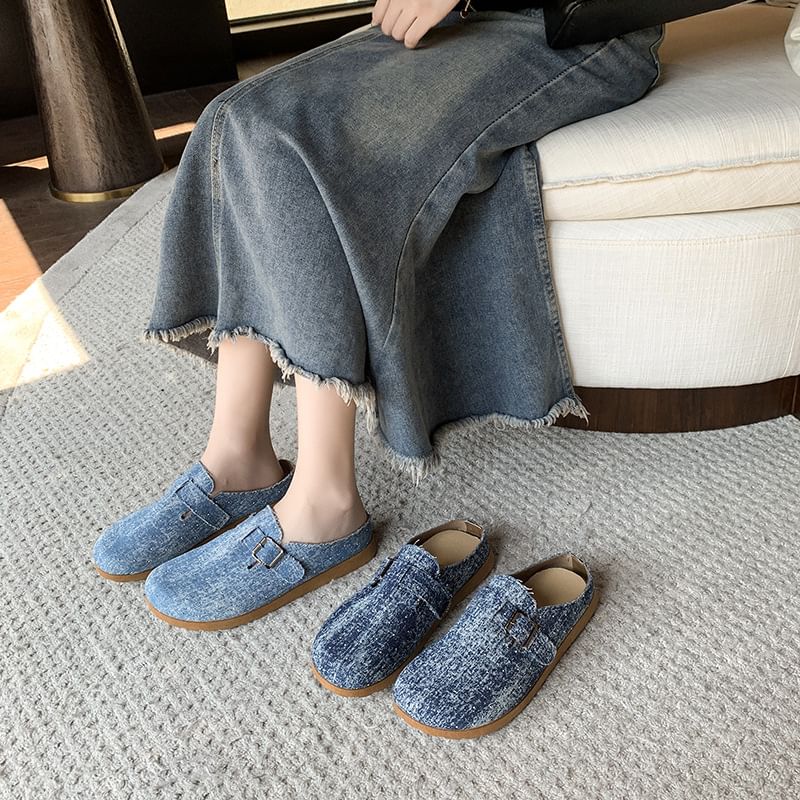 Plaid Platform Buckled Mules