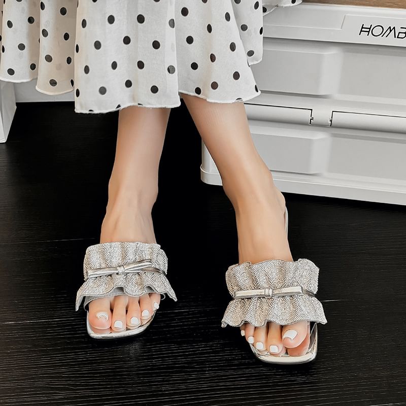 Ruffle Sandals Bow Slide