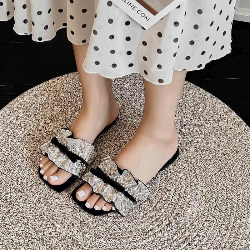 Ruffle Sandals Bow Slide