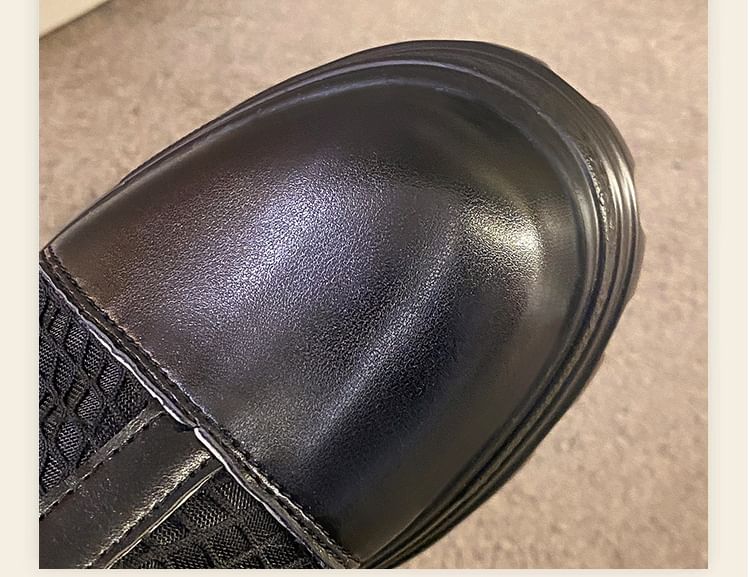 Short Buckled Boots Panel Heel Chunky Mesh Platform