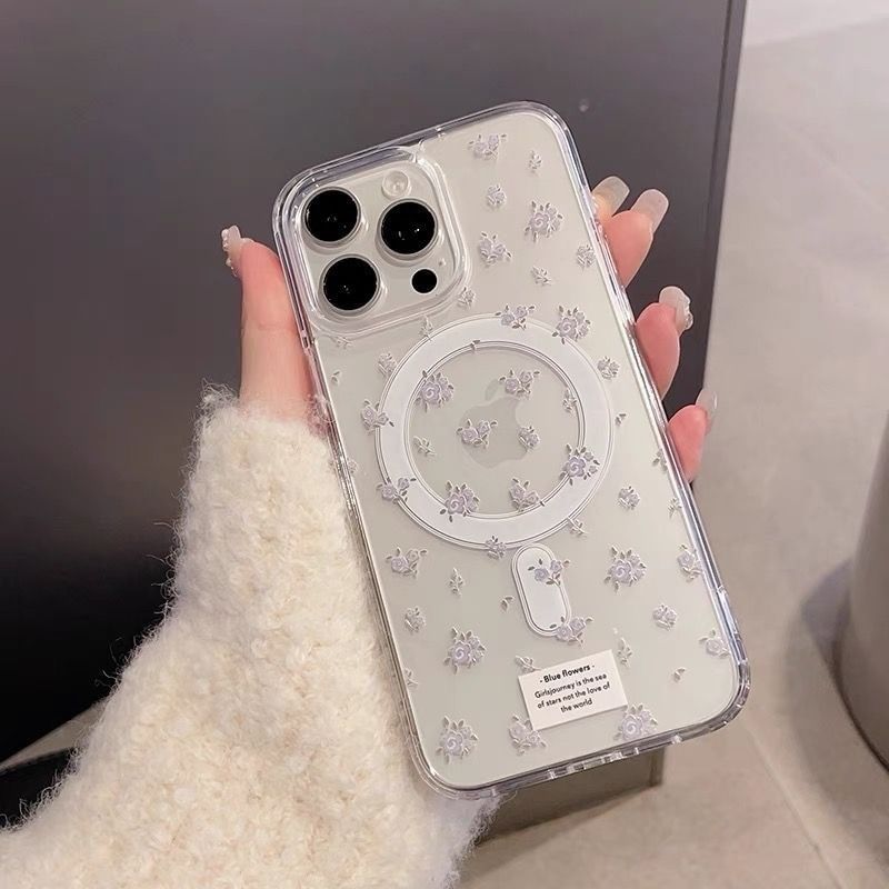 with / Phone (Compatible MagSafe) Floral Card Magnetic Set Holder Case