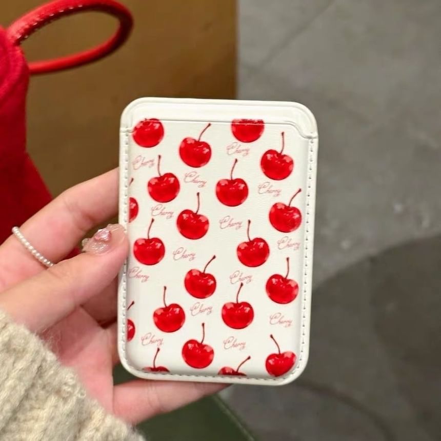 Case Card MagSafe) Magnetic Phone with (Compatible Set Cherry Holder /