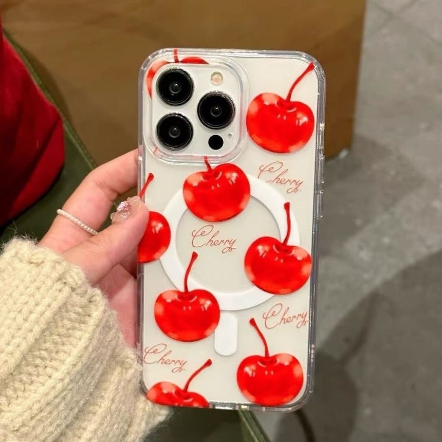 Case Card MagSafe) Magnetic Phone with (Compatible Set Cherry Holder /