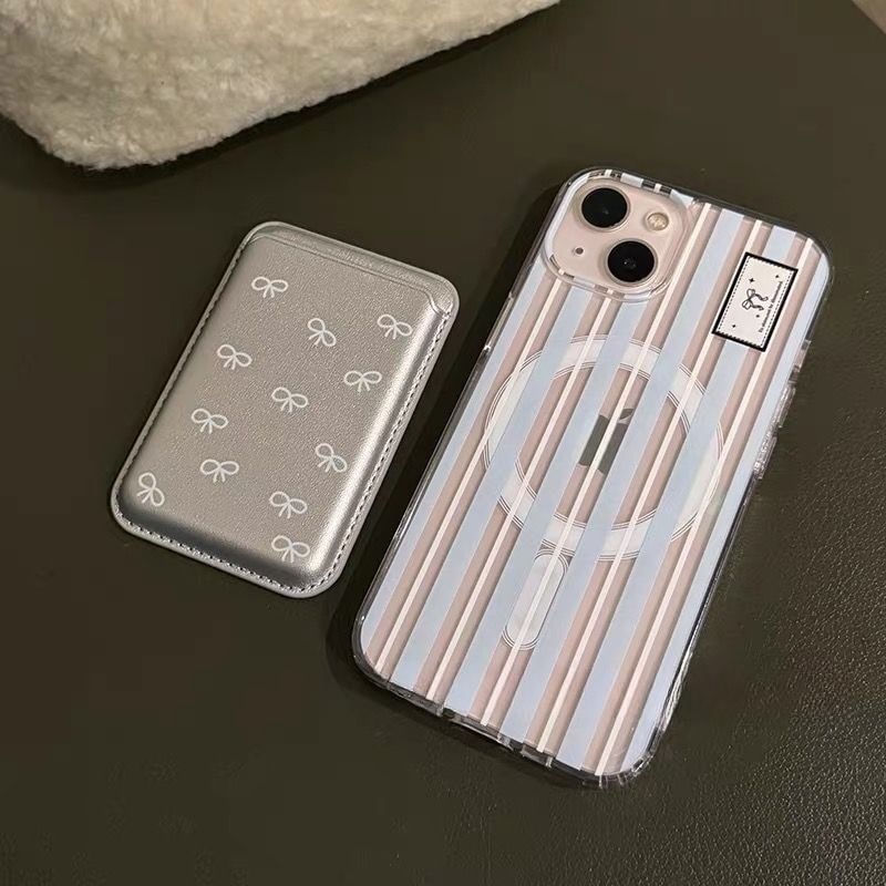 Striped Case iPhone Set Print Card / Bow Magsafe Compatible
