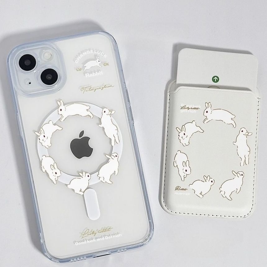 Compatible Card Magsafe Rabbit Set Print Case iPhone /