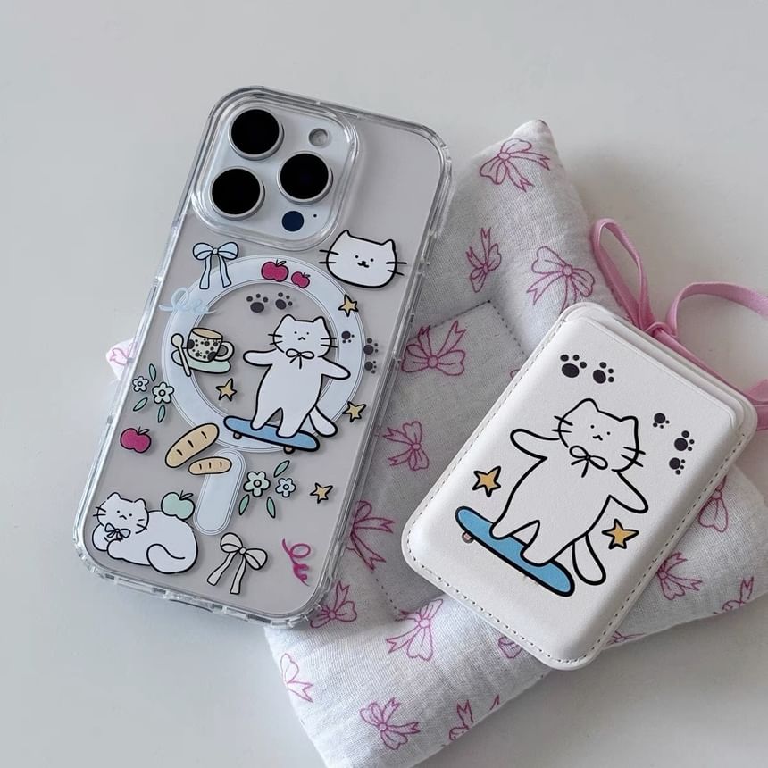 Print Magsafe Cat iPhone Compatible Case Card / Set