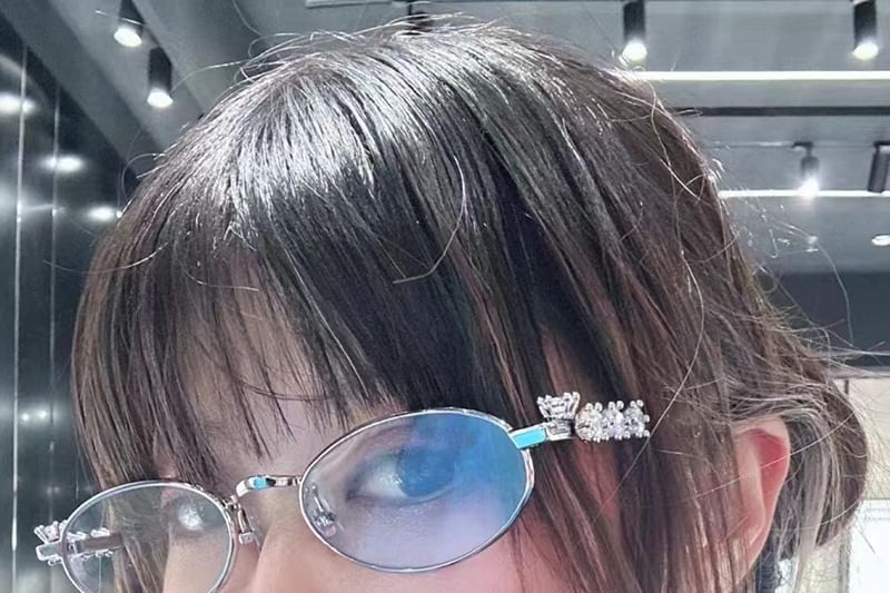 / Rhinestone Glasses Oval Sunglasses