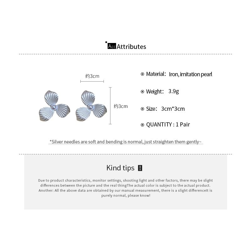 Pearl Earring Flower Stud Faux