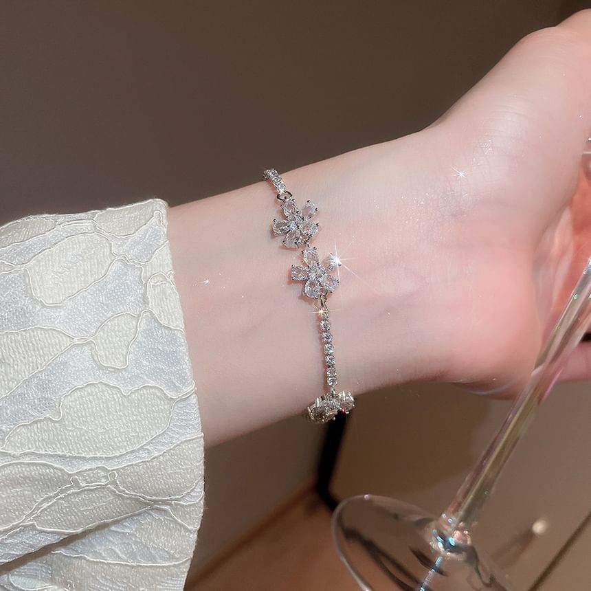 Tennis Flower Bracelet CZ