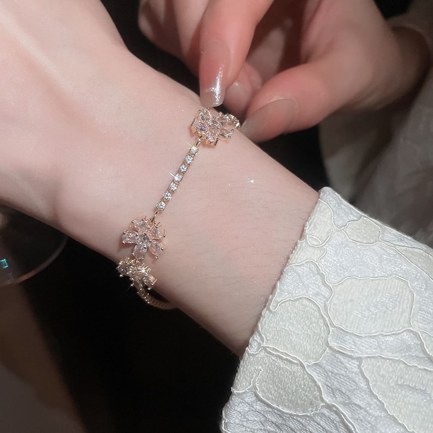 Tennis Flower Bracelet CZ