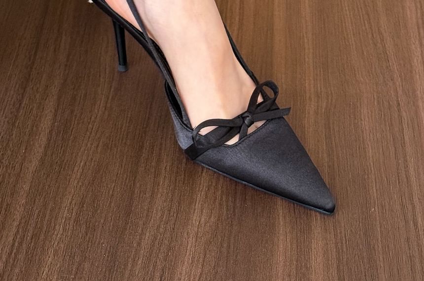 Slingback Mules Stiletto Heel Pointed Toe Bow