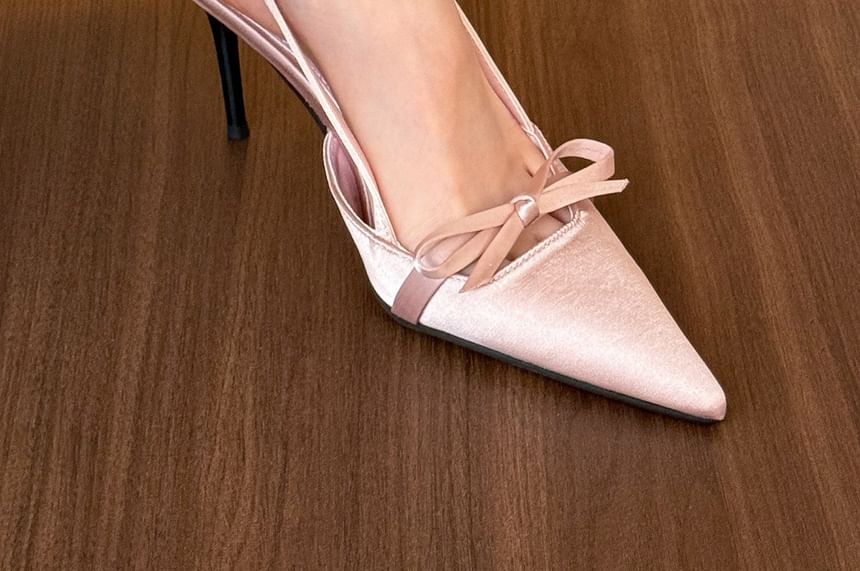 Slingback Mules Stiletto Heel Pointed Toe Bow
