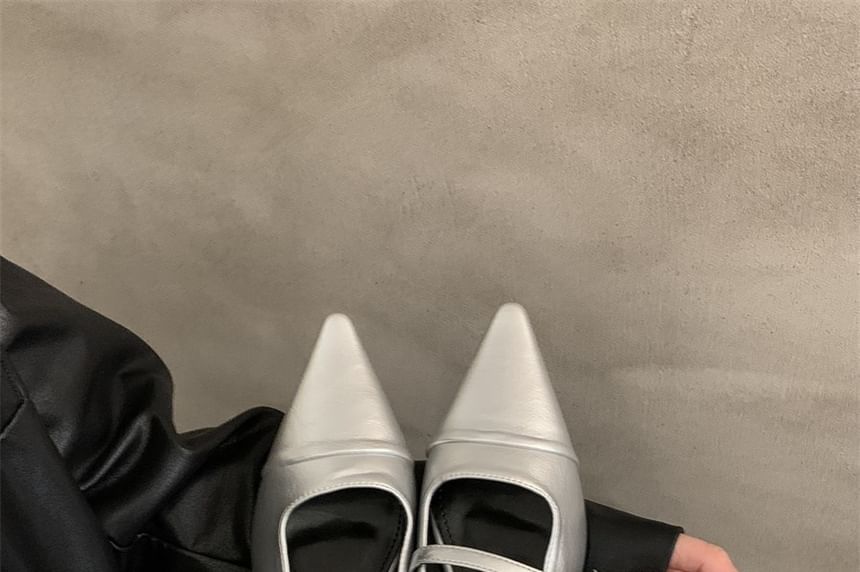 Pointed Buckled Chunky Toe Heel Mules