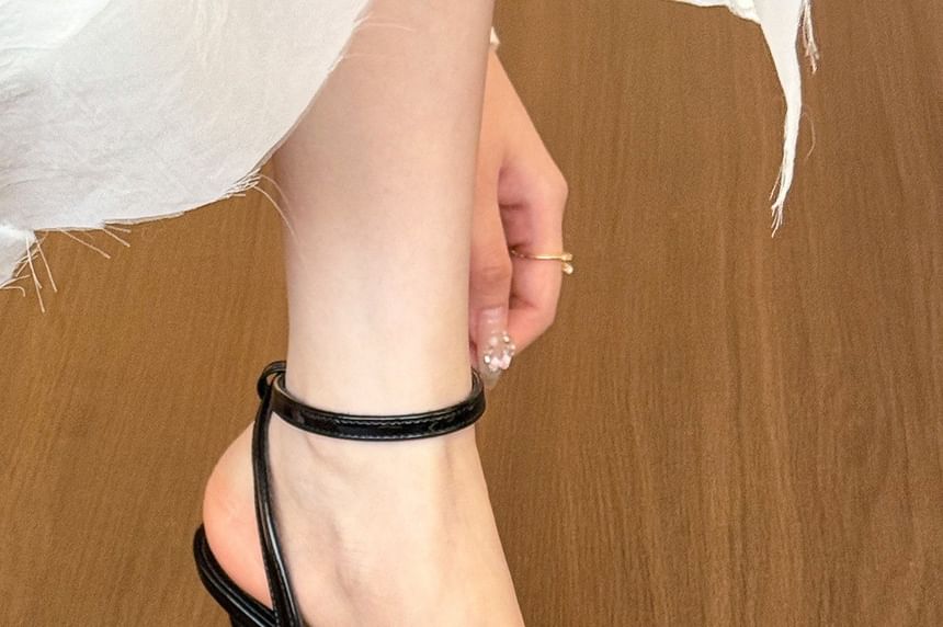 Heel High Strap Ankle Toe Pointed Sandals