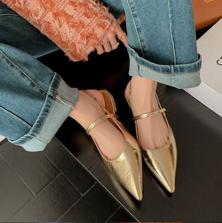 Low Mules Heel Toe Pointed Slingback