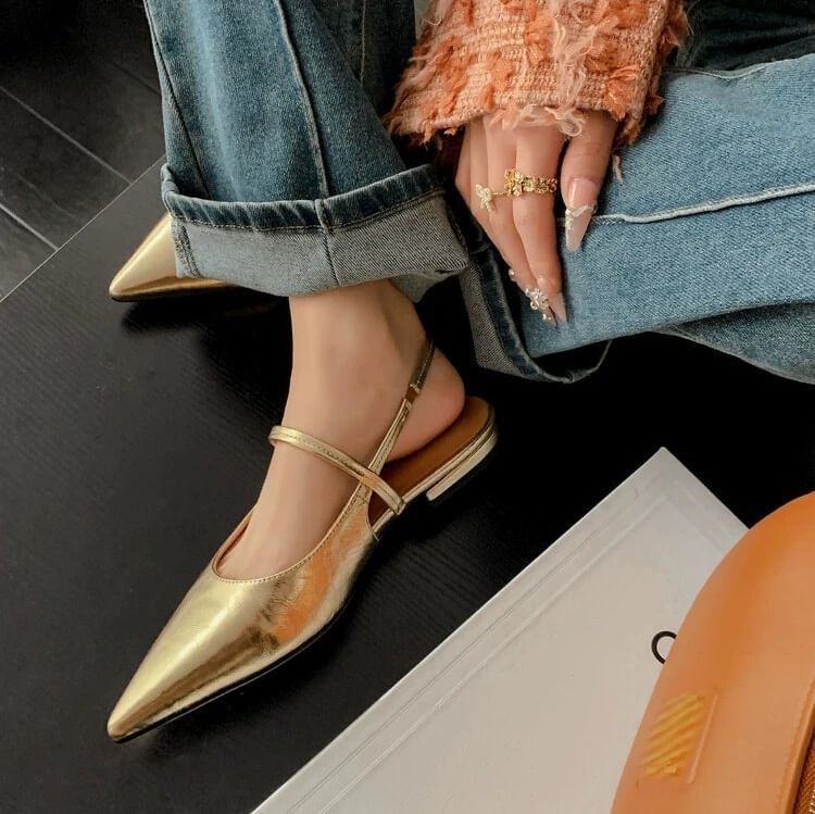 Low Mules Heel Toe Pointed Slingback