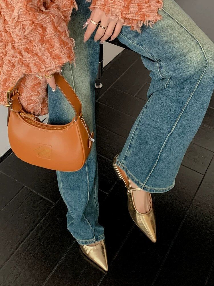 Low Mules Heel Toe Pointed Slingback