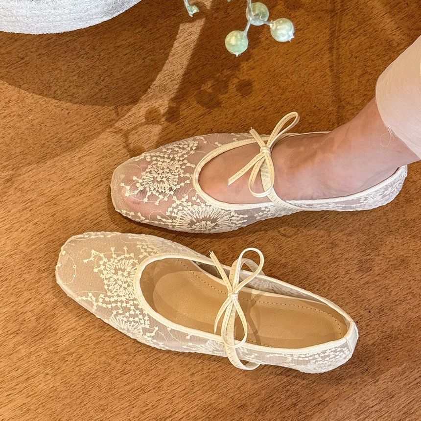 Shoes Floral Flat Mesh Jane Mary