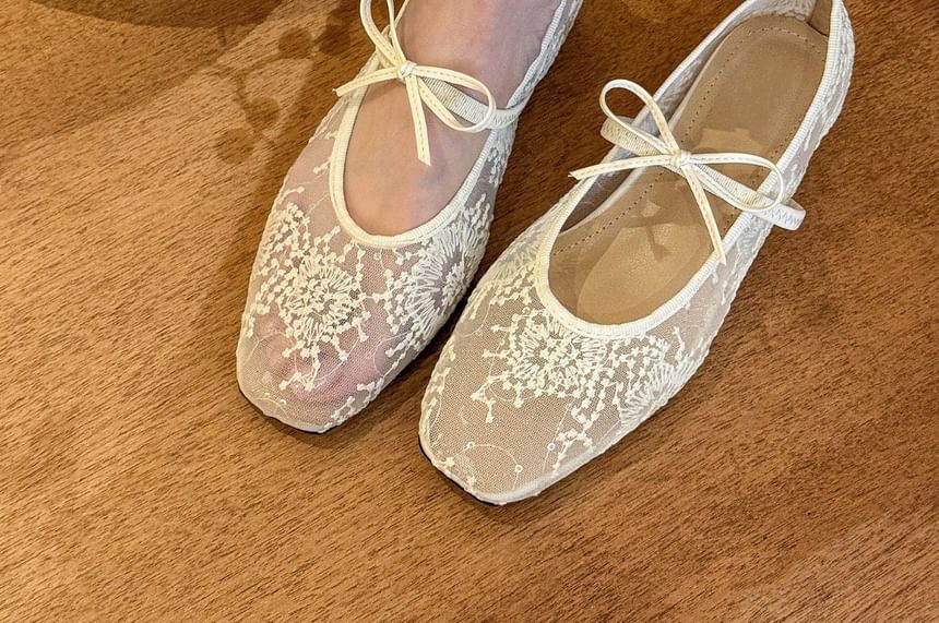 Shoes Floral Flat Mesh Jane Mary