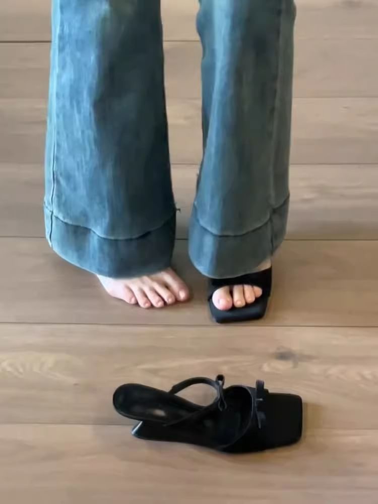 Slide Bow Sandals Heel Wedge