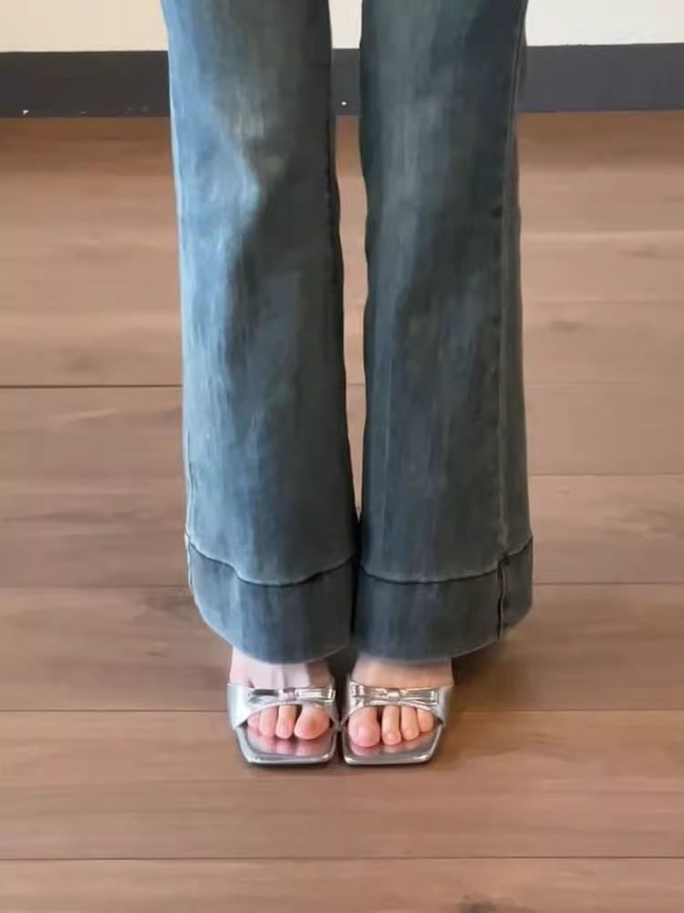 Slide Bow Sandals Heel Wedge