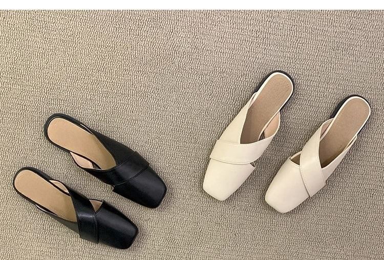 Square Criss Toe Cross Mules
