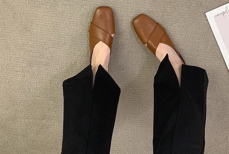 Square Criss Toe Cross Mules