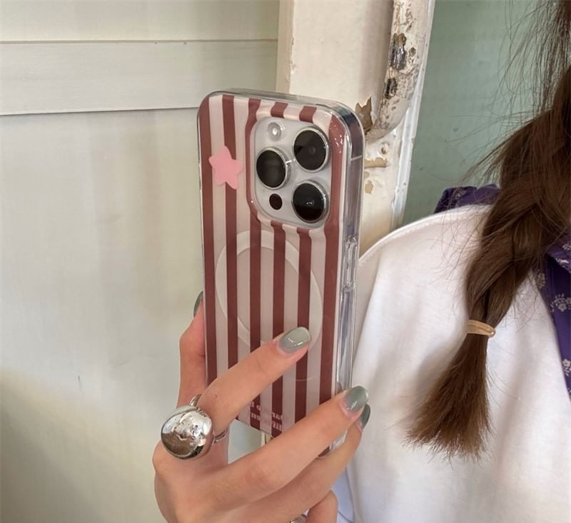 Case Magnetic MagSafe) (Compatible with Striped Phone Star