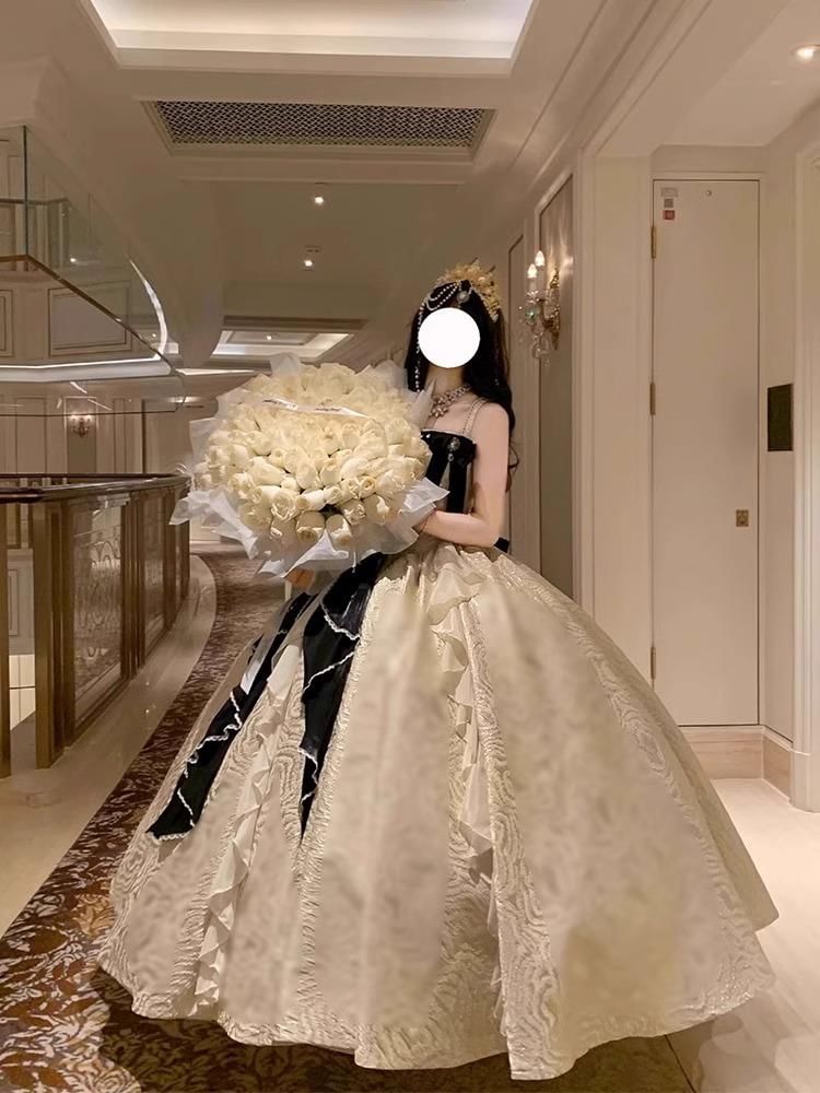 / Skirt Faux Spaghetti Ruffle Evening Strap Set Gown Trim Petticoat A-Line Pearl Bow