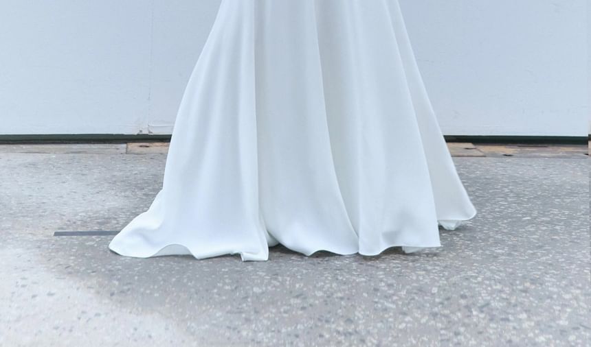 Round Neck A-Line Sleeveless Wedding Gown