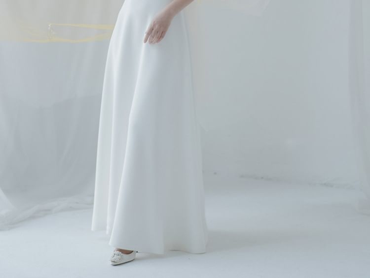 Strap A-Line Wedding Mesh Gown