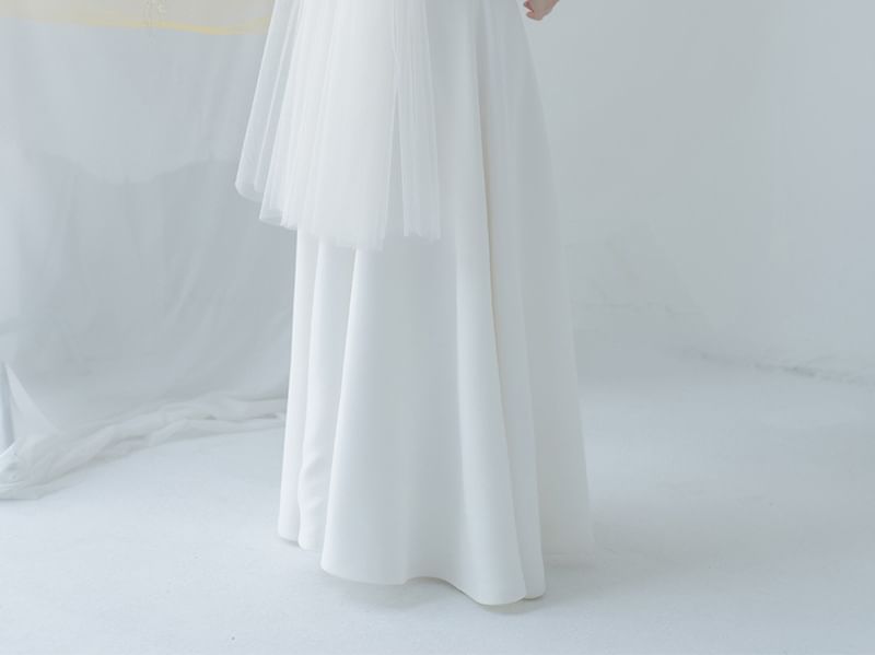 Strap A-Line Wedding Mesh Gown