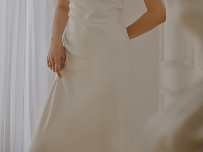 Strap Mesh Faux Pearl Mermaid Wedding Gown