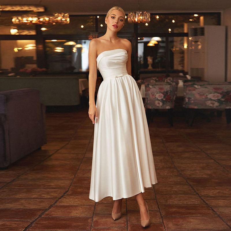 Strapless Evening A-Line Gown Plain