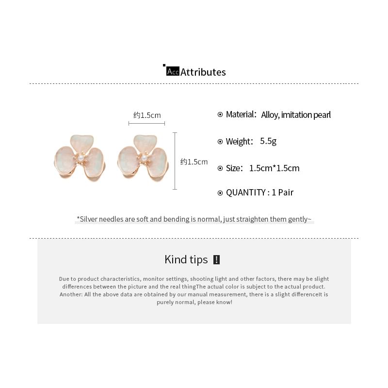 Flower Shell Faux Earring Pearl Stud