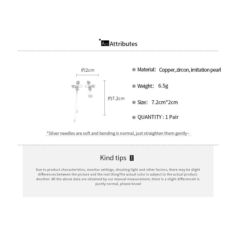 Earring Dangle Pearl Floral Faux