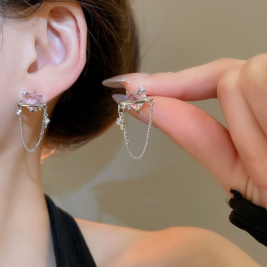 Earring Chain Stud Heart