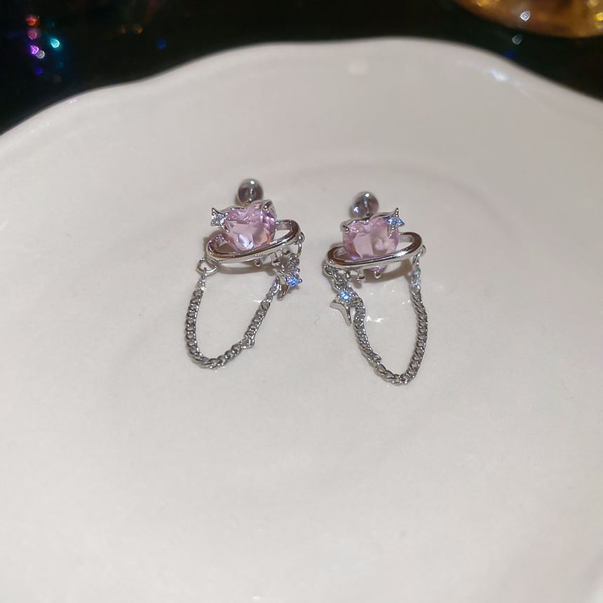 Earring Chain Stud Heart